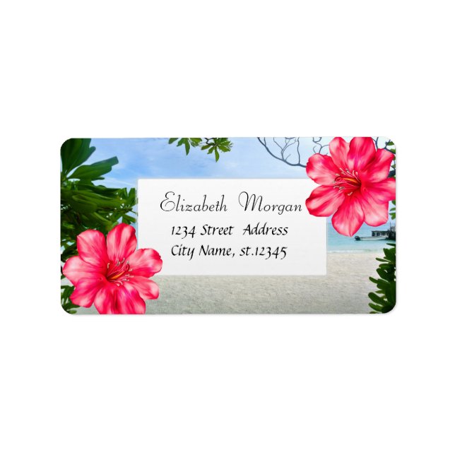 Étiquette Plage tropicale moderne, Hibiscus (Devant)
