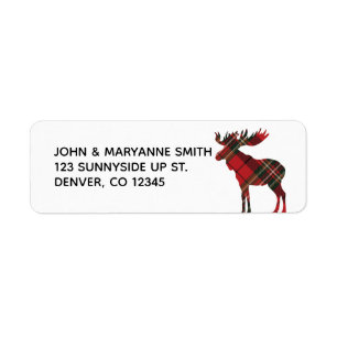 Étiquette Plaid Moose Return Address Label