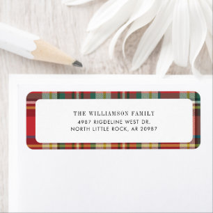 Étiquette Plaid Red Check Christmas Holiday Adresse de retou