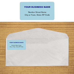 Étiquette Plain Texts Light Blue Business Address Label