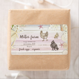 Étiquette Planche côtière Bois Script rustique Oeuf Carton É