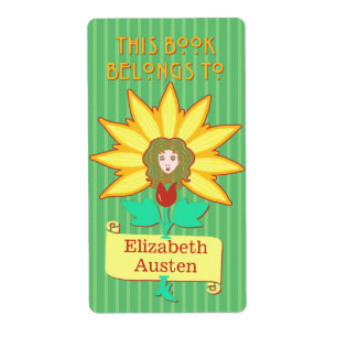 Étiquette Plaque Ce livre appartient à Art Nouveau Flower