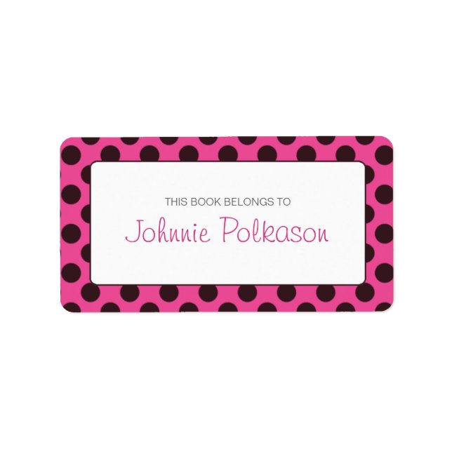 Étiquette Plaque de démarrage rose chaud et Polka Brown (Devant)