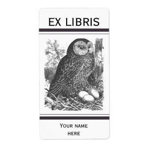 Étiquette Plaque de dessin de chouette à broyage rétro