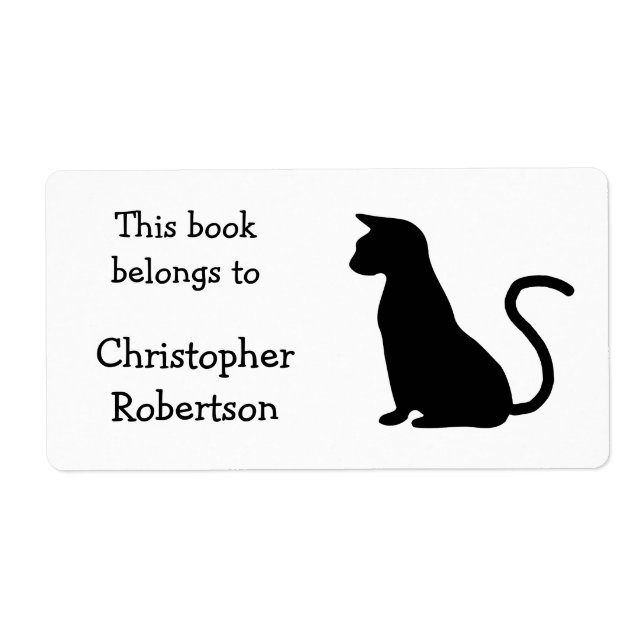 Étiquette Plaque de livre en silhouette de chat (Devant)