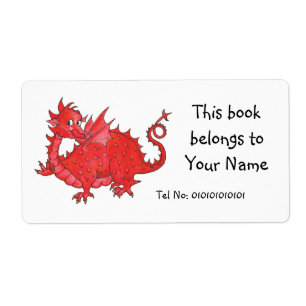 Étiquette Plaque de livre pour dragon rouge gallois