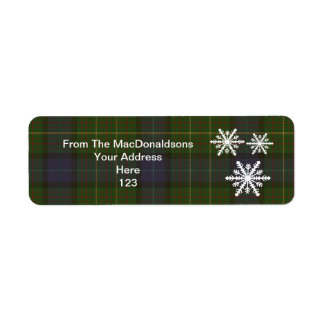 Étiquette Plaque de tartan vert et flocon de neige de Noël