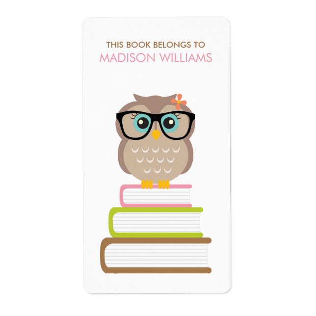 Étiquette Plaque d'enregistrement Smart Hipster Owl (Devant)