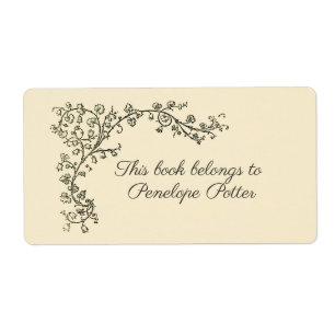 Étiquette Plaque frontière vintage ivoire avec votre nom