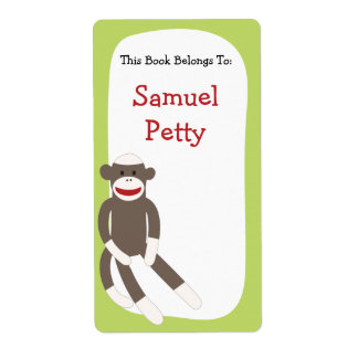 Étiquette Plaque-livre Sock Monkey