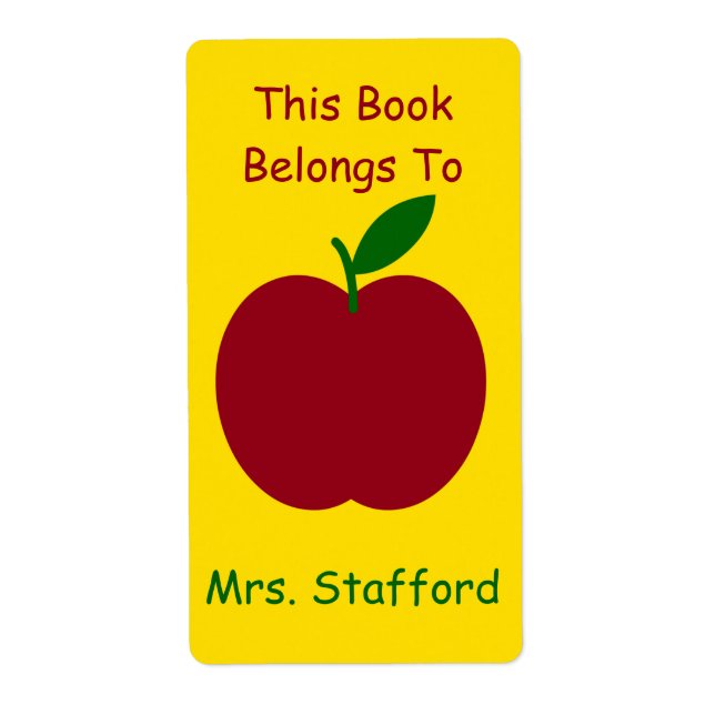 Étiquette Plaques de livres personnalisées Apple de l'enseig (Devant)