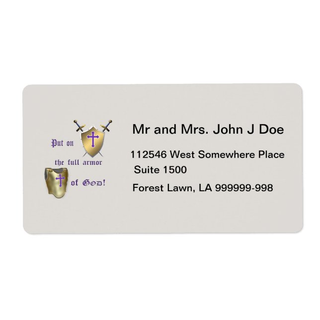 Étiquette Pleine armure de Dieu (Devant)