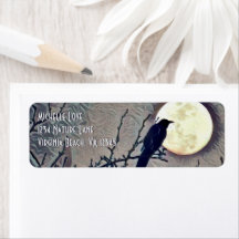 Pleine lune et Corbeau Automne Adresse d'automne