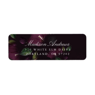 Étiquette Plum floral foncé   Adresse de retour personnalisé