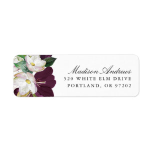 Étiquette Plum floral foncé   Adresse de retour personnalisé