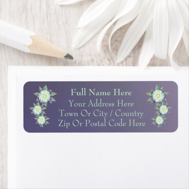 Étiquette Plum pourpre avec Turquoise (En situation)