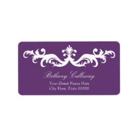 Plum Purple Adresse de retour Label//Elegant Damas