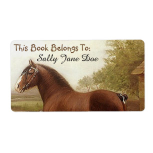 Étiquette Plumes Clydesdale Ébauche Cheval Bookplaques Étiqu