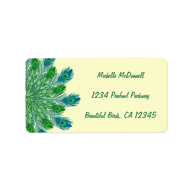 Étiquette Plumes de paon chic branchées (Devant)