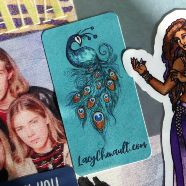 Étiquette Plumes de paon Peacocks Turquoises         (Créateur téléchargé)