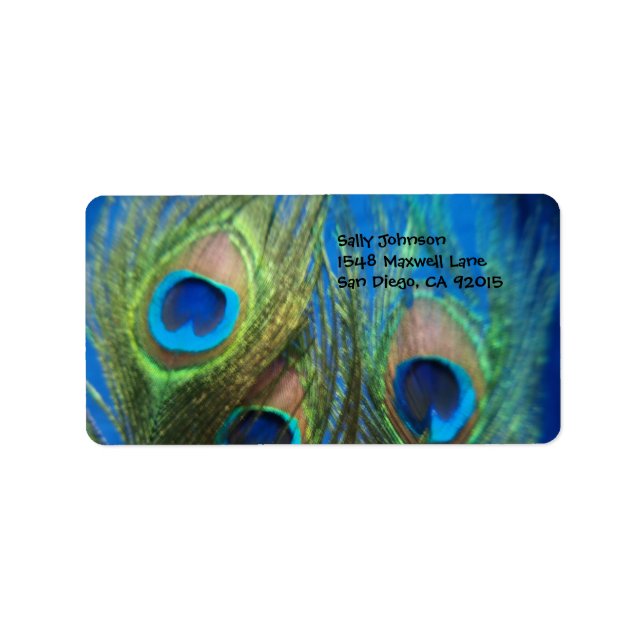 Étiquette Plumes Peacock Bleues (Devant)