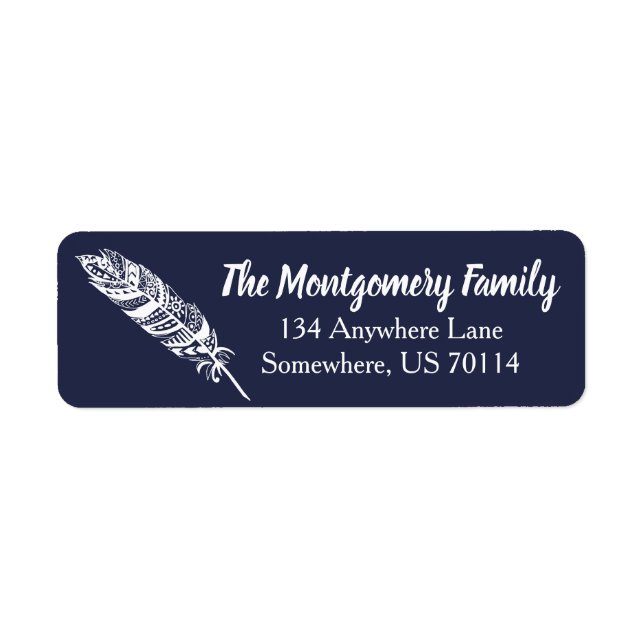 Étiquette Plumes tribales bohème blanches tendance (Devant)