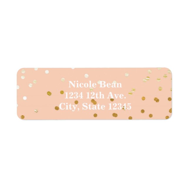 Étiquette Poche & Or Brillante Confetti Dots Chic Moderne (Devant)