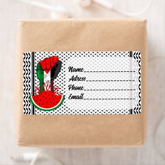 Étiquette Poing de résistance palestinienne sur Watermelon (En situation)