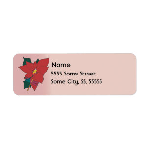 Étiquette Poinsettia avec libellule rouge