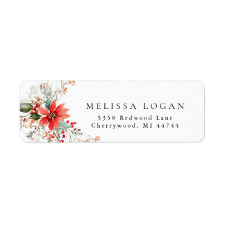 Étiquette Poinsettia Christmas floral Wedding design