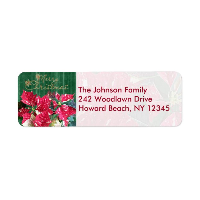 Étiquette Poinsettia Joyeux Noël Retourner l'adresse Étiquet (Devant)