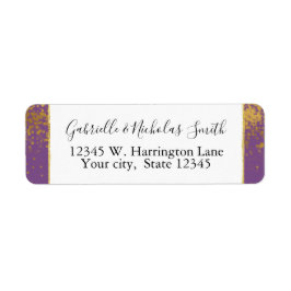 Étiquette Points Confetti en or violet