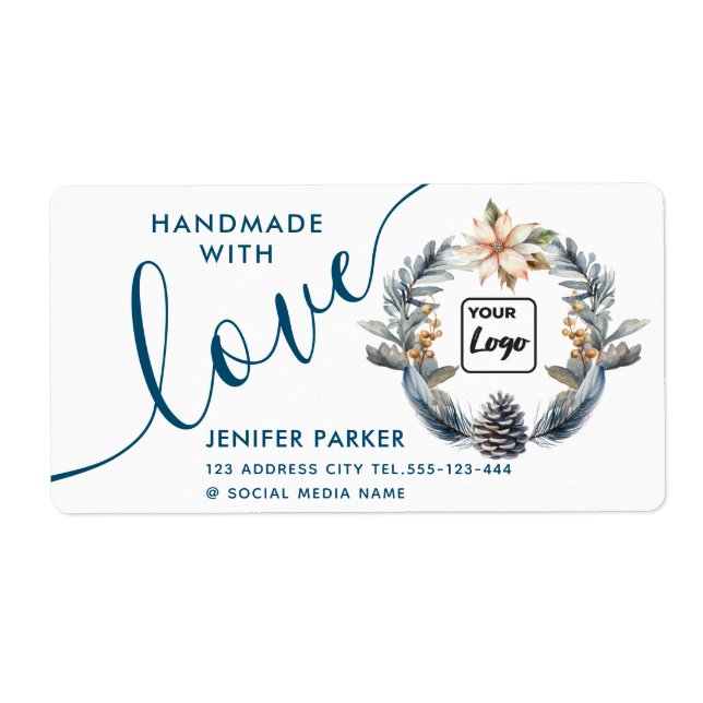 Étiquette Points d'aquarelle de vacances fait main avec amou (Devant)