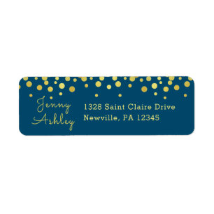 Étiquette Points or simples et élégants Motif Bleu