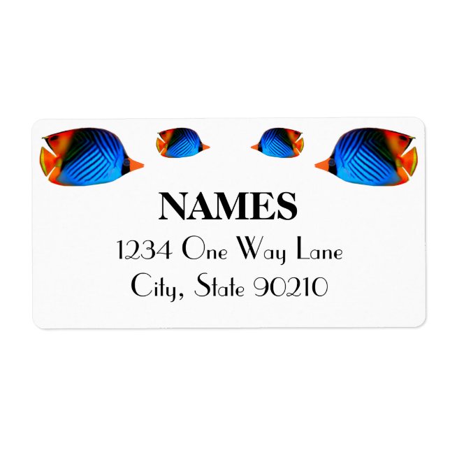 Étiquette Poisson bleu coloré (Devant)