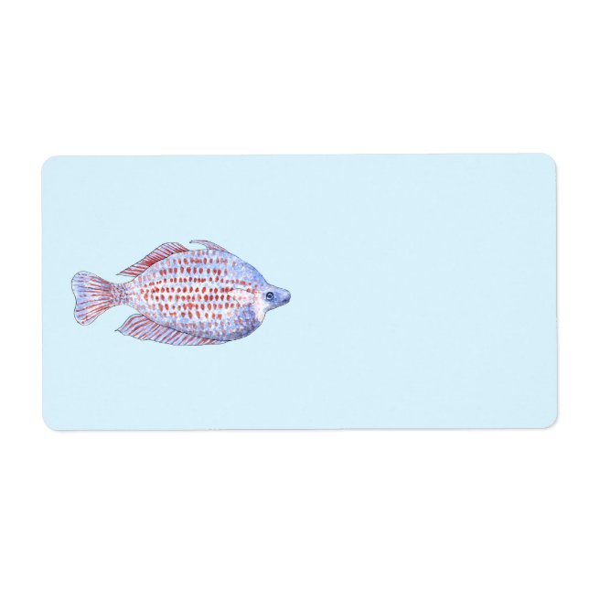 Étiquette Poisson. Red Line Rainbowfish. (Devant)