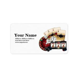 Étiquette poker, casino, adulte, adresse de retour autocolla