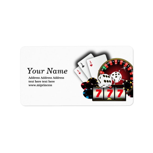 Étiquette poker, casino, adulte, adresse de retour autocolla (Devant)