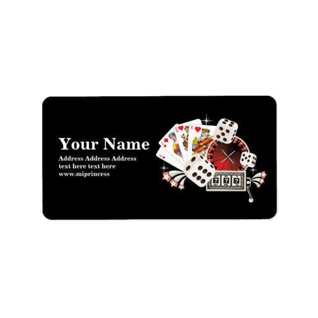 Étiquette poker, casino, adulte, adresse de retour autocolla (Devant)