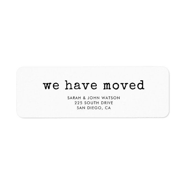 Étiquette Police de machine à écrire simple Nous avons dépla (Devant)