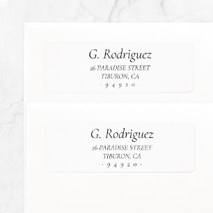 Étiquette Police Serif Classique Élégante. Adresse de retour