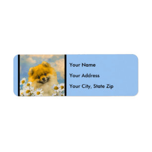 Étiquette Poméranien dans Daisies Peinture - Art Chien origi