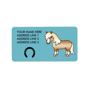 Étiquette Poney Shetland de dessin animé Palomino