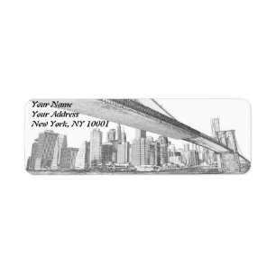 Étiquette Pont de Brooklyn la nuit, New York City