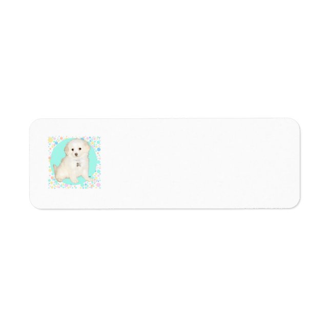 Étiquette Poodle / Bichon Mix Puppy fête la vie (Devant)