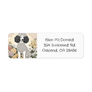 Étiquette Poodle en Fleurs Whimsical