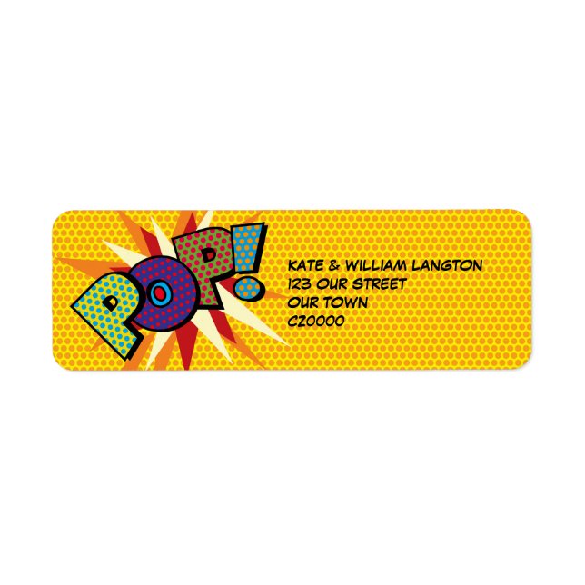 Étiquette POP Fun Bande Dessinée Rétro Pop Art (Devant)