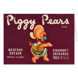 Étiquette porcin vintage de caisse de poires de