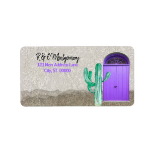 Étiquette Portes violettes de style sud-ouest Saguaro Cactus