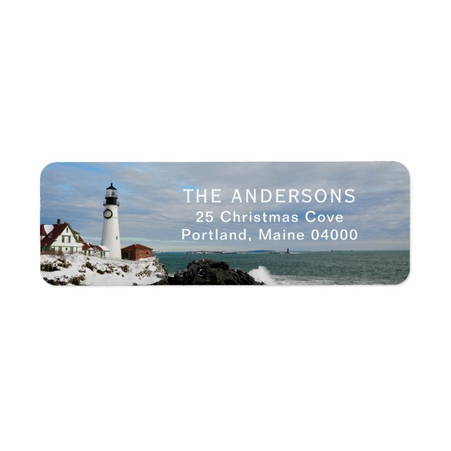 Étiquette Portland Head Christmas Lighthouse Adresse (Devant)